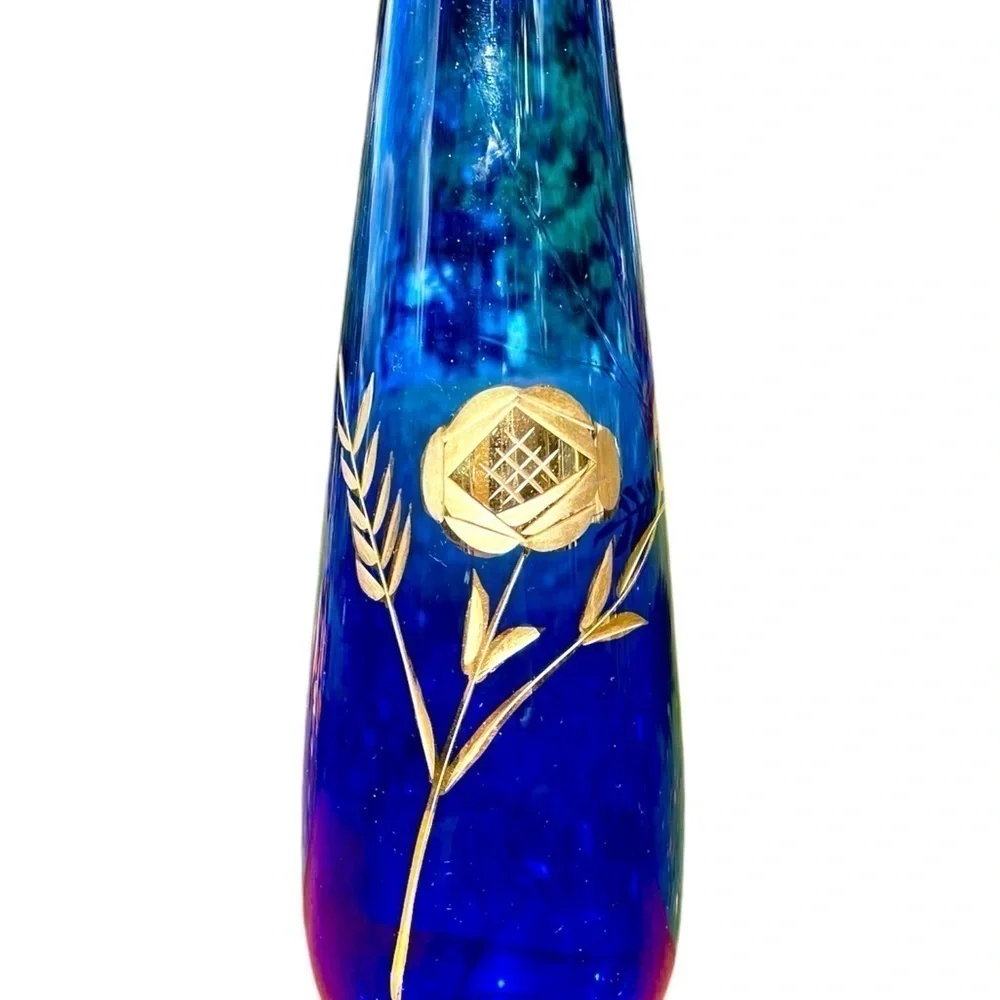 Lefton vase, cobalt blue with gold design, vintage/antique, excellent condition